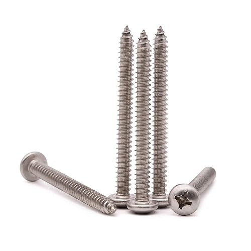 Miniatura 4 de #14 x 1-12" (paquete de 30) Tornillos de madera Phillips de acero inoxidable, acero inoxidable 304 (18-8), tornillos de chapa de cabeza plana