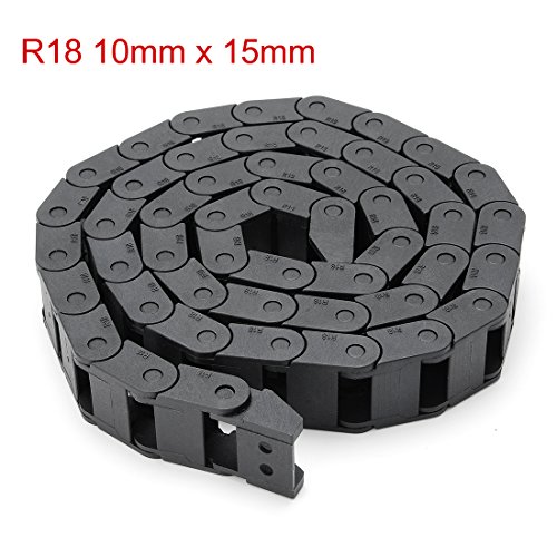 Uxcell R18 10Mm X 15Mm（Inner H*Inner W）Black Plastic Cable Wire Carrier Drag Chain 1M Length For Cnc #TOP1