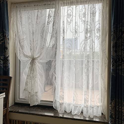 Cortinas de encaje vintage para ventanas cenefas semitransparentes decorativas de un panel 3