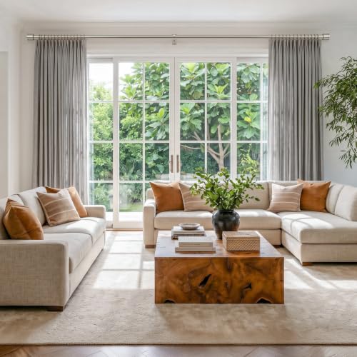 Houmiggle 1 ¼” Heavy Duty Adjustable Curtain Rod, 4-7ft, Brushed Nickel by Houmiggle - Used condition - Image 7