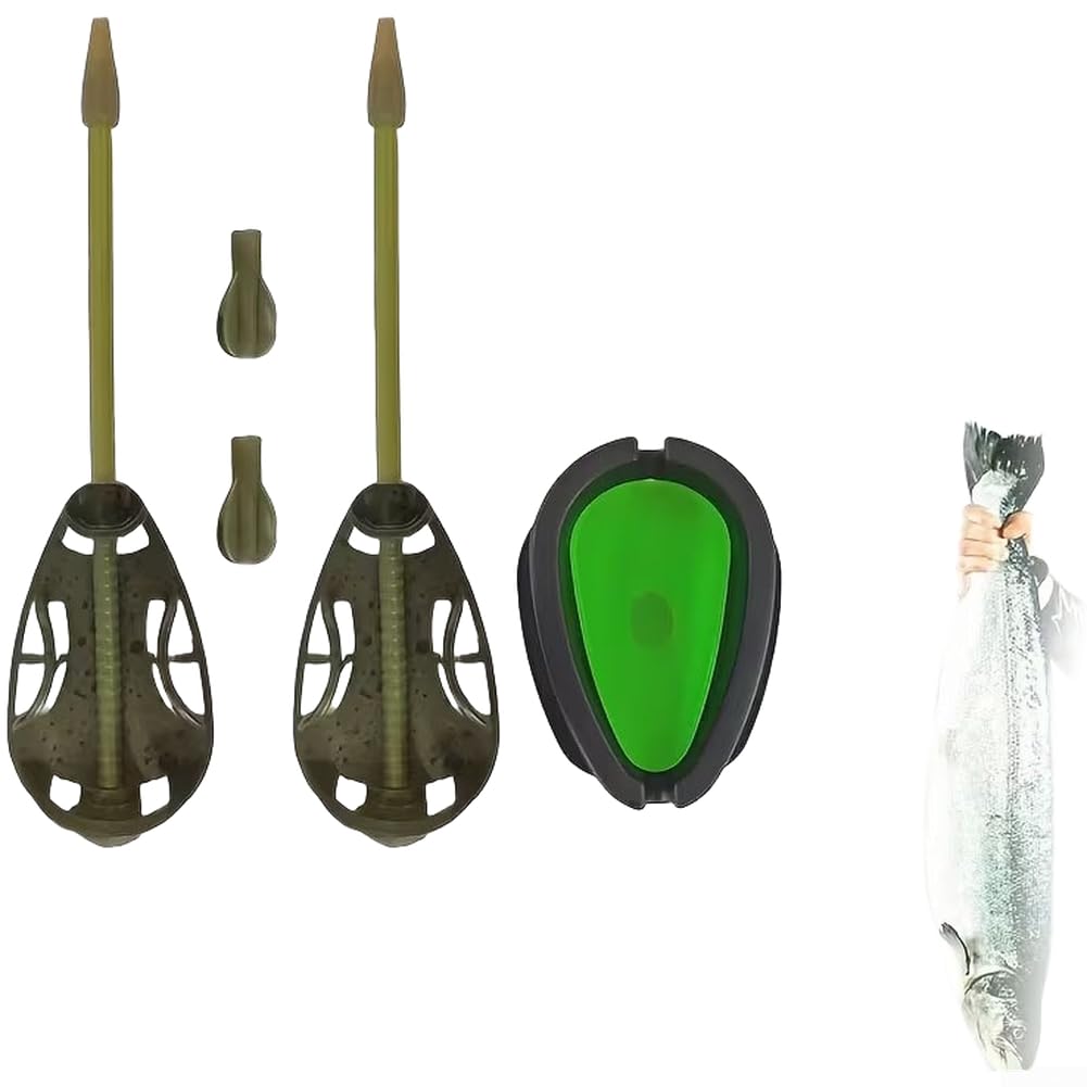 Gabbia per esche da pesca alla carpa, con design in lega di zinco e peso integrato per acqua dolce, verde, 30 g (D)