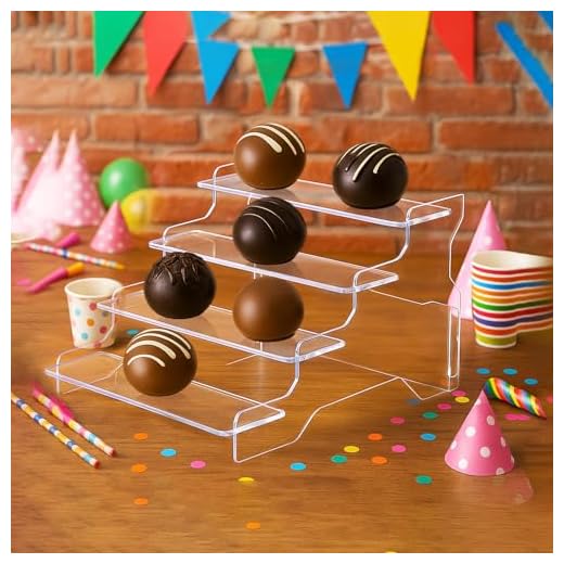 4 Tier Acrylic Display Risers for Perfume, Cupcakes, Figurines – Clear Tiered Tray Stand for Decorative Organizing, Party, Holiday 8.27 IN