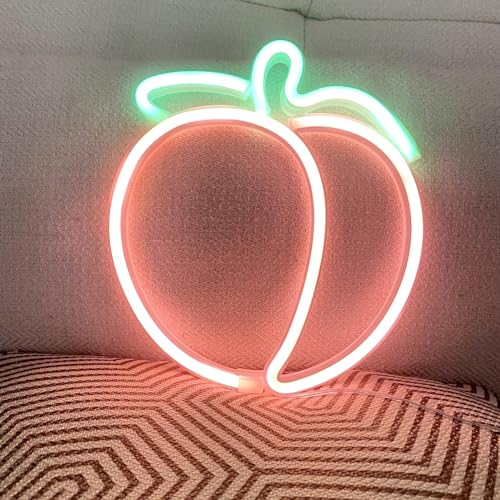 Image of Peach LED Neon Light Sign Handmade Lamp for Wall Room Party Home Bar Art Christmas Bedroom Table Wedding Party Desktop Decoration Teen Kids Birthday Holiday Gift USB Powered(Coral)
