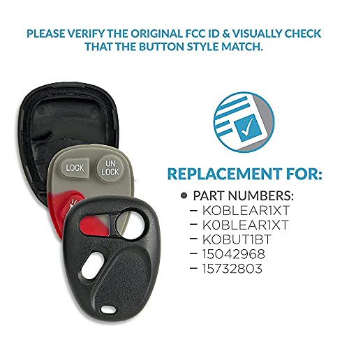Keyless2Go Replacement For New Shell Case And 3 Button Pad For Remote Key Fob Fcc Koblear1Xt Kobut1Bt - Shell Only (2 Pack) #TOP3