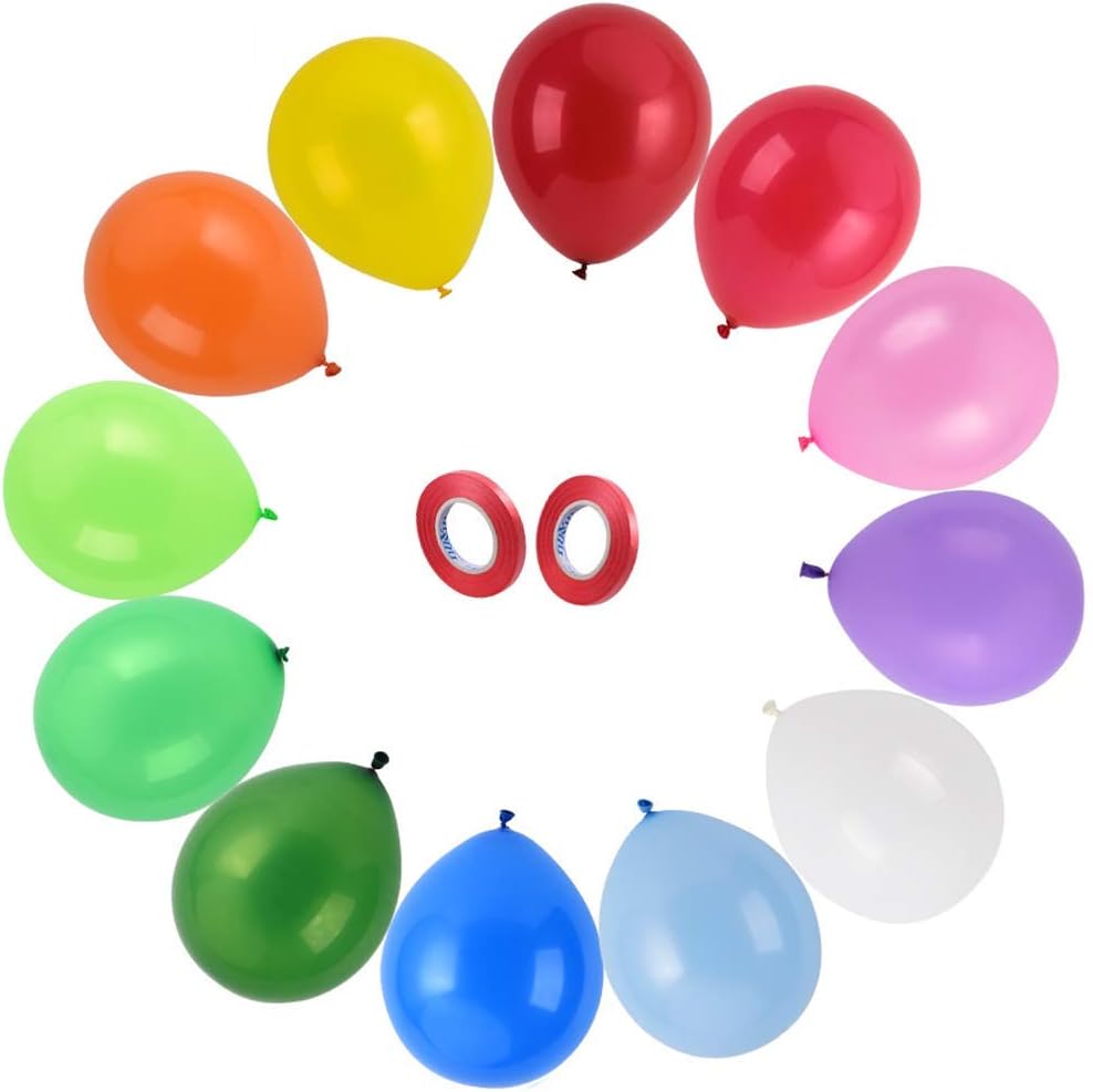 120 Party Balloons, in 12 Assorted colors, 12-inches Thickened latex balloons set, Assorted Balloons Perfect for Party or Arch Decorations