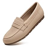 Cvistpieo Loafers for Women Comfortable Dressy Casual Work Flats Lightweight & Breathable Slip On Walking Shoes Knit Beige Size 8.5