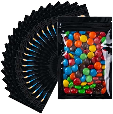 100Pcs Holographic Packaging Bags, Clear Foil Food