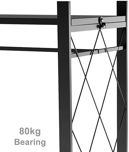 Miniatura 2 de Perchero de ropa resistente con ruedas, estante de almacenamiento de 2 niveles, para colgar ropa, 28.0 x 13.0 x 61.4in (negro)