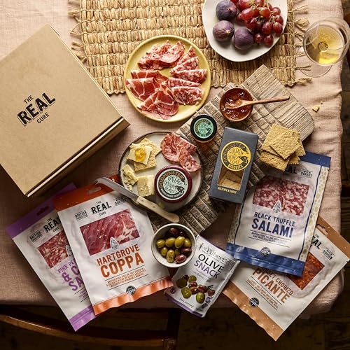 The Real Cure - Cheese and Charcuterie Hamper - Artisan Cheese and Charcuterie Gift Set Award-Winning British Cured Meat Hamper - Foodie Gift for Men and Women