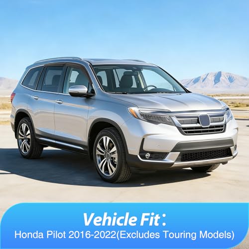 Image of Nilight Outside-Mount Window Rain Guards for Honda Pilot 2016-2022, 4PCS | Tape on Window Visors Helps Vent Fresh Air in Rainy Weather, Honda Pilot 2016 2017 2018 2019 2020 2021 2022, Smoke Tinted