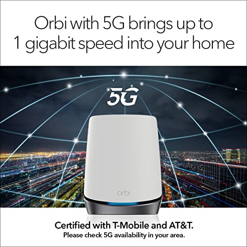Image of NETGEAR Orbi 5G Tri-Band WiFi 6 Mesh System (NBK752) - Router with 1 Satellite Extender | Coverage up to 5,000 sq. ft, 40 Devices | AX4200 (Up to 4.2Gbps)