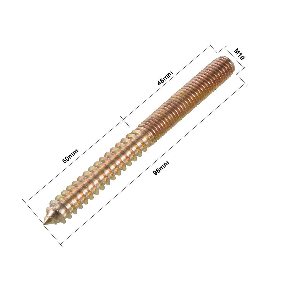 XYWHPGV M10 Hanger Bolts Length 3-7/8"(98mm) Double Headed Bolts Self-Tapping Screw 10mm Wood Joint Furniture Legs 10pcs(1e659 0b36a 2d9d1 064cf f31d1 c8548