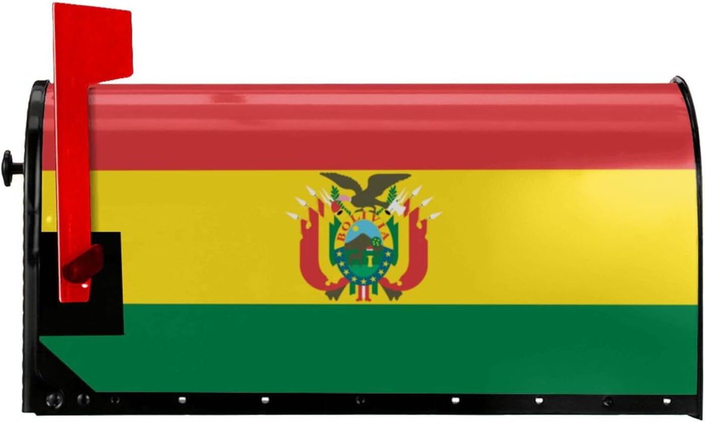 Flag of Bolivia Print Magnetic Mailbox Cover - Decorative Seasonal Outdoor Mailbox Wrap Mailbox Accessory for Standard & Large US Mailboxes (21×18 in / 25.5×21in)