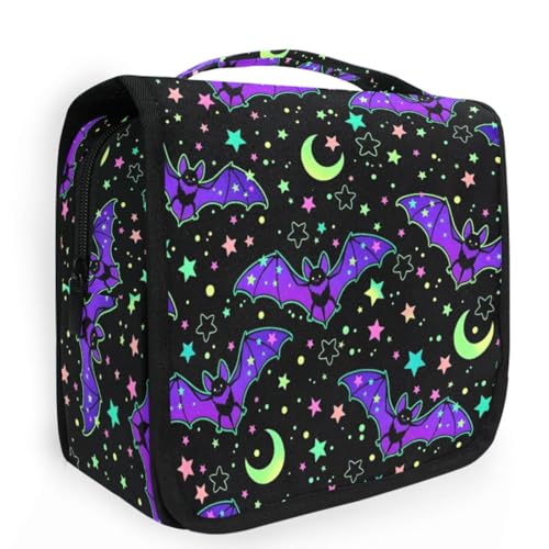 Mnsruu Hanging Toiletry Bag Magic Galaxy Bat Makeup Bag Travel bag for Toiletries Portable Toiletry Organizer Bags Toiletry Bag for Women Men, Travel-Essentials Toiletry Bag