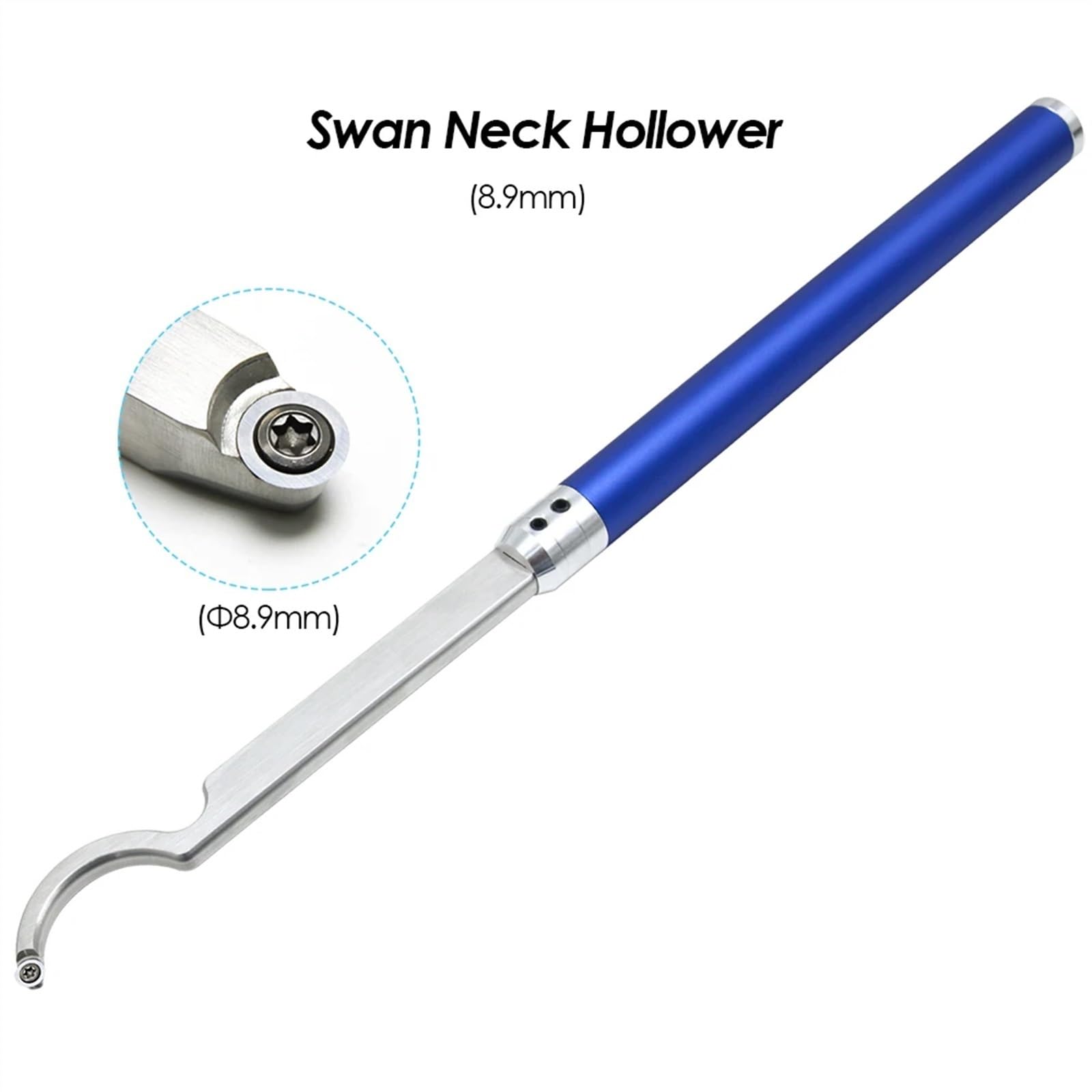 Narzędzia Do Toczenia Drewna Frez Z Płytkami Węglikowymi Dłuta Tokarskie Do Drewna Z Łabędzią Szyją Z Aluminiowym Uchwytem Do Tokarki (Size : 8.9mm Round)