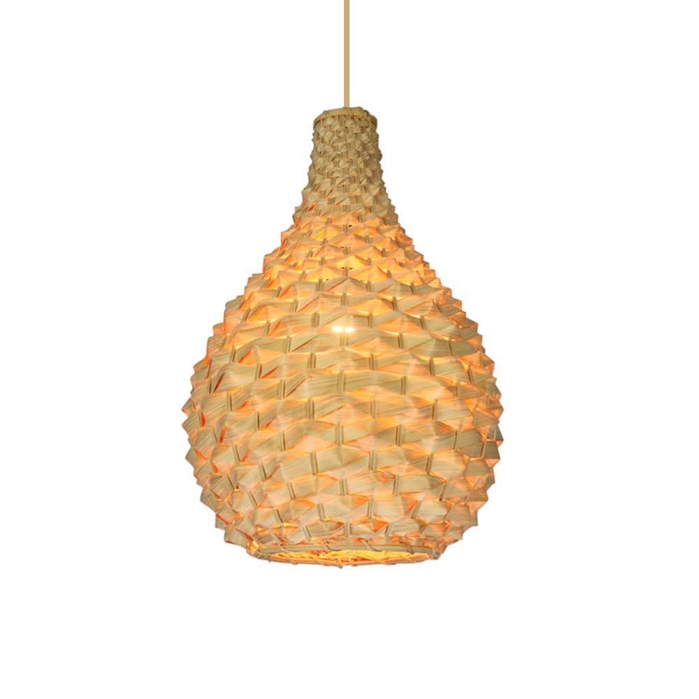 Lustre bambou ananas E27 suspendu en rotin tressé main pour plafond de chambre