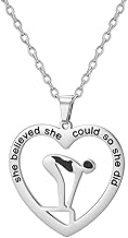 EUEAVAN Heart Pendant Necklace for Swimmer, Fitness Jewellery, Gift for Trainer