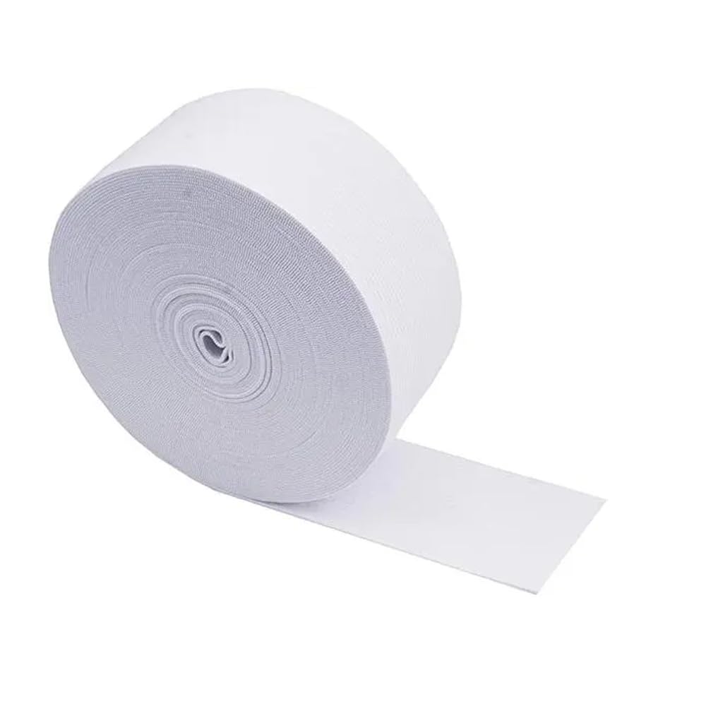 Szeroka taśma gumowa 20 cm, płaska, elastyczna taśma do szycia, ciężka, rozciągliwa, elastyczna taśma, akcesoria do szycia, do projektów "zrób to sam" (biała, 10 m, średnia grubość)