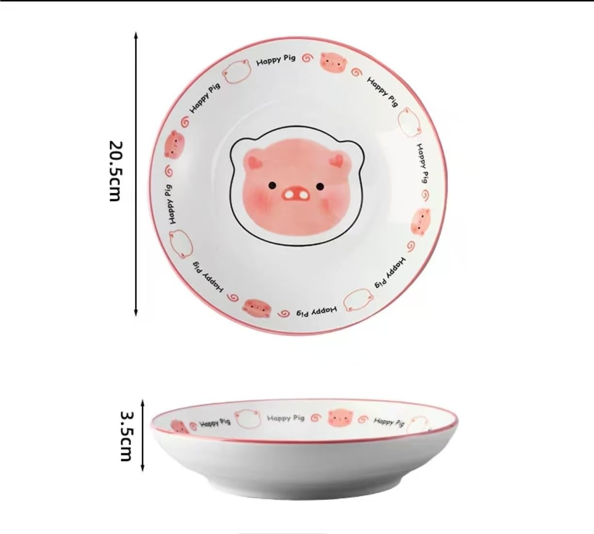 Cuenco de fideos instantáneos con bonito cerdo de dibujos animados, vajilla de cerámica de alta apariencia for cocina casera, disponible individual o en juego(A set)