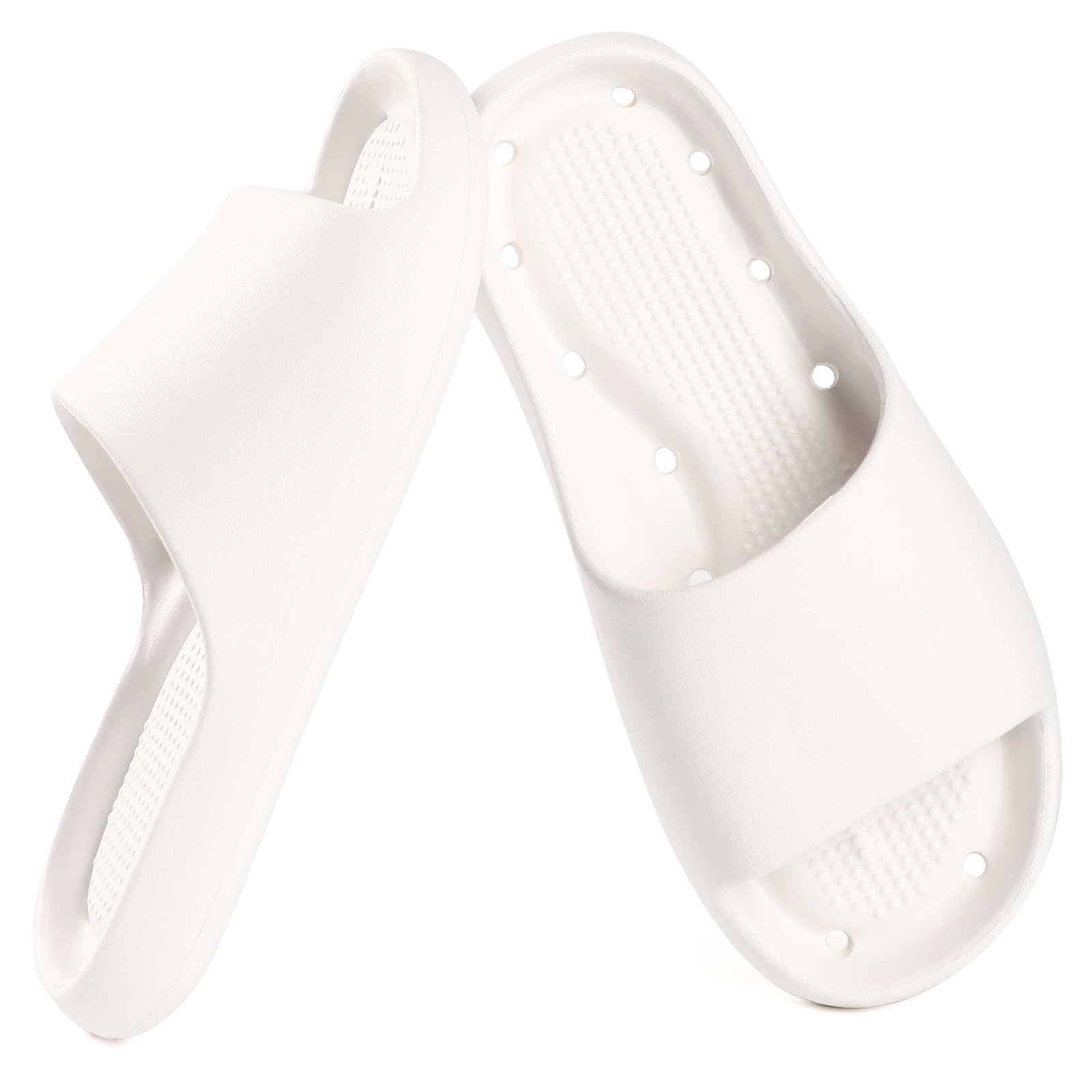 GETOEU Shower Shoes for Women and Men Massage Slide Sandals Soft Cushioned Anti-Slip Pool Slides Comfort Arch Support Quick Drying Shower Shoes with Drain Holes Bathroom Slides Slippers