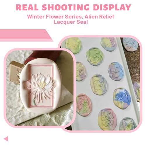 Wachssiegel Set, Dwafill 6er-Pack Entfernbare Siegelwachs Stempel, Floral Pattern Stamp, Wachsstempel Personalisiert, fur Einladungen, Karten, Geschenke, Vintage Wachsstempel (Vitalität)