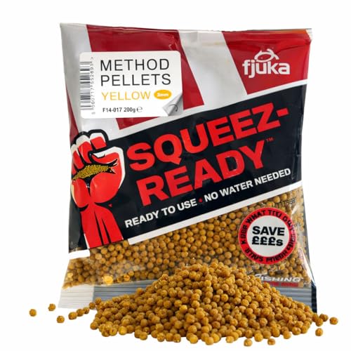 Fjuka Yellow Squeez-Ready Method Pellet 200G | Ready-Prepped 2Mms | Carp, F1S, Tench, Bream