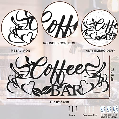 Giyiprpi Coffee Bar Sign Black Metal Wall Decor, Coffee Cup Word Wall Art Decorations, Cafe Themed Hanging Wall Sculpture for Kitchen Coffee Shop Restaurant Home (A)