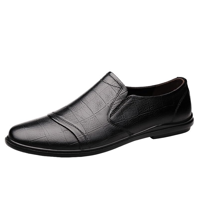 Men's Genuine Leather Low Oxford Pointed Toe Slip On Formal Tuxedo Dress Leather Shoes Business Casual Driving Boat Shoes