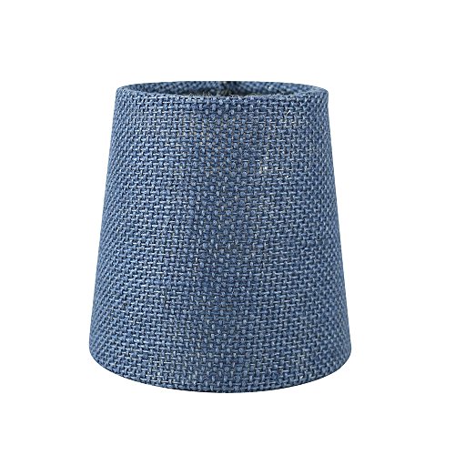 Meriville Set Of 5 Denim Blue Burlap Clip On Chandelier Lamp Shades, 3.5-Inch By 4.5-Inch By 4.5-Inch #TOP3