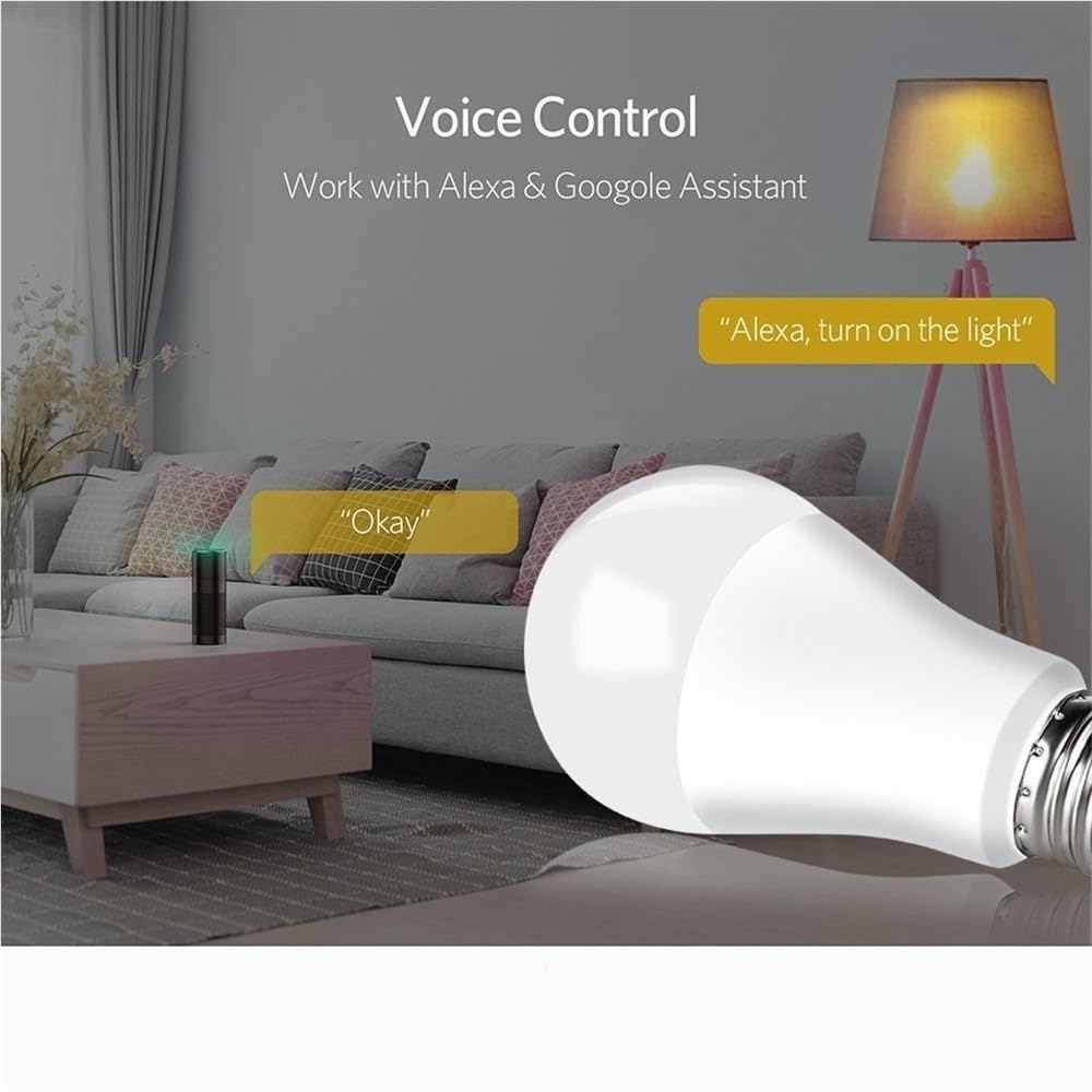 1fortunate Lights, Paquete de 5 Bombillas LED Inteligentes AC85-265V E27 de 15 W, luz Blanca cálida y luz Blanca fría, Control de Sonido(2700K(Warm White))