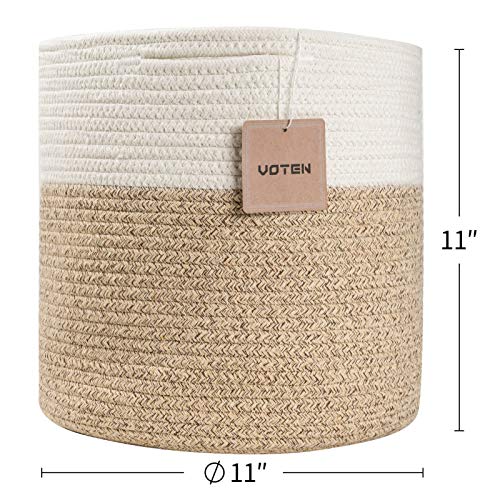 Voten Cube Storage Baksets Bins 11X11’’ Fit 12X12’’ Cube Storage Organizer Bookcases Shelving,Stylish&Durable Woven Cotton Storage Basket Containers For Organizing 3-Pack Beige #TOP5