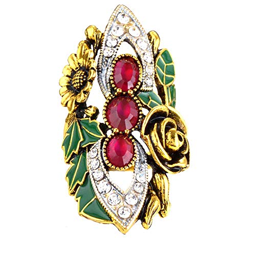 Hsqyj Crystal Antique Gold Plated Party Cocktail Ring Vintage Colorful Enamel Wedding Rings Mosaic Red Resin Finger Rings For Women Jewelry (7) #TOP21