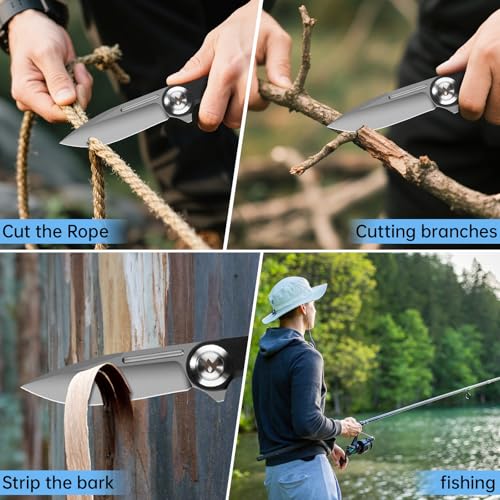 Pocket Knife: 3.15" Black Folding Knife with Button Lock, EDC Knives for men, D2 Steel Blade & G10 Handle – Easy Fold/Unlock with Pocket Clip for Camping, Hunting, Wilderness Survival & Gifting 267 - Image 6