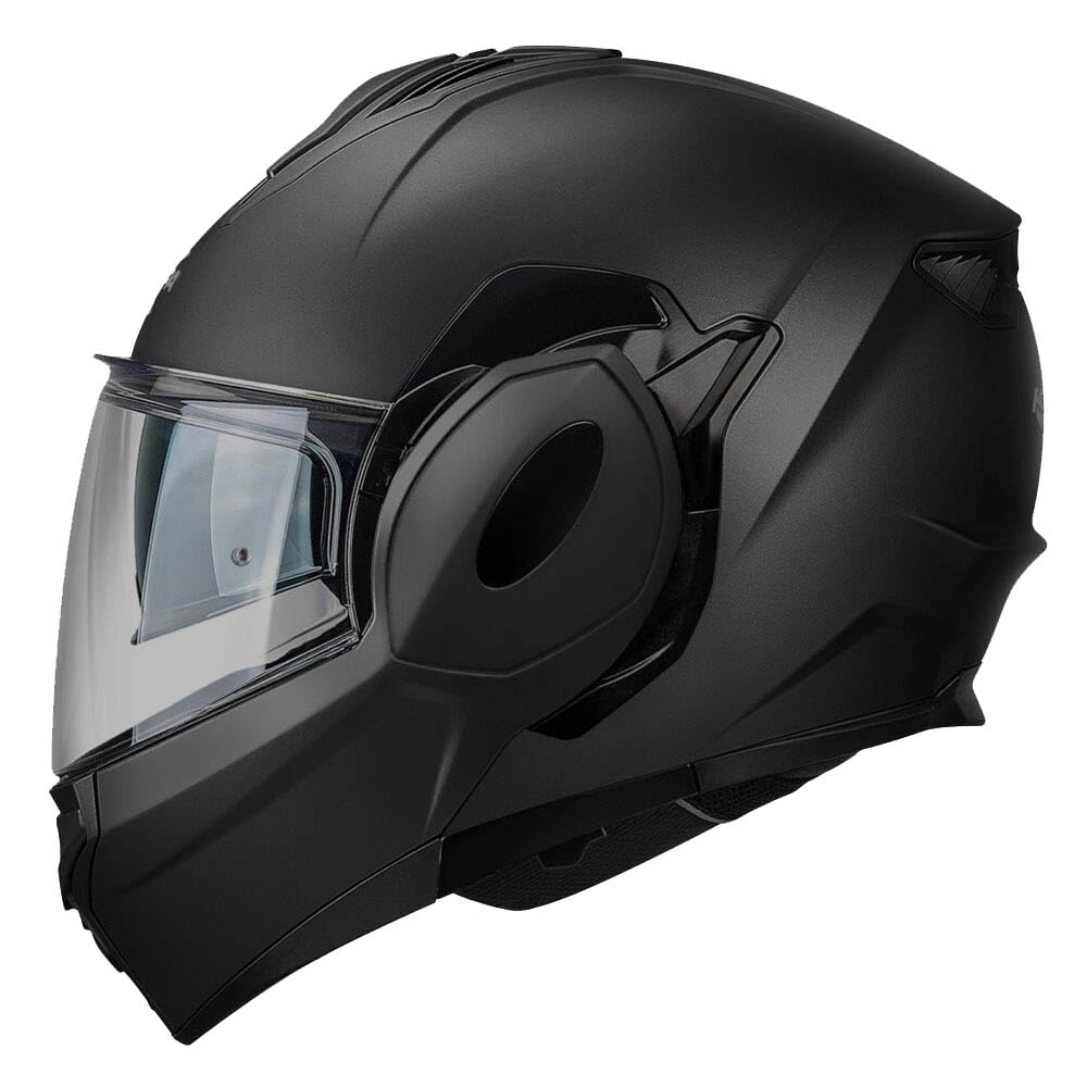 Kappa KV55 Casco de Moto Modular, Negro Mate, Abatible 180 Grados, con Visera Interior Ahumada, Interior Desmontable