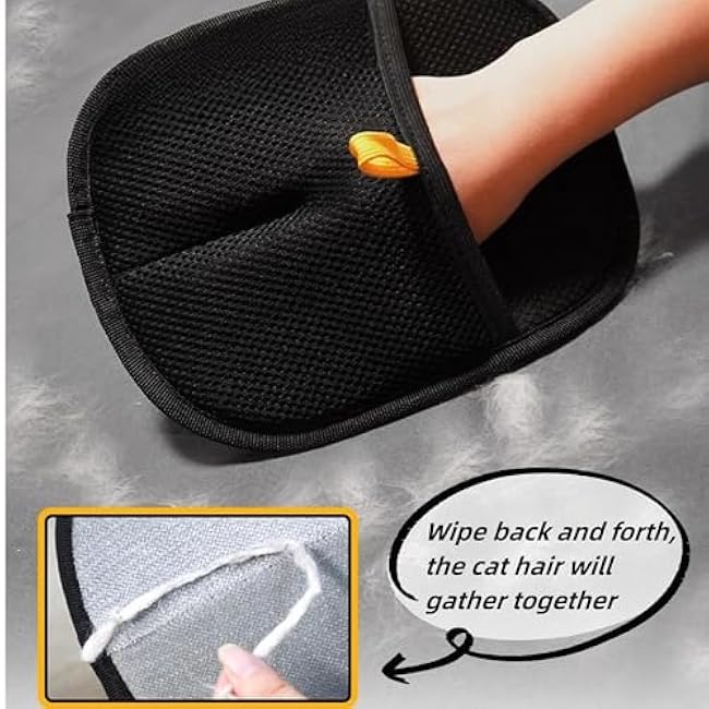 Pet Hair Removal Glove, 3PCS Pet Hair Remover Electrostatic Gloves for Cats & Dogs, Double Sided Reusable Pet Grooming Hair Removal Glove for Washing, Deshedding Furniture, Car, Couch, Carpet-UqInNHAN