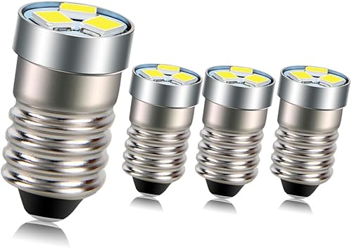 Miniatura 1 de Ruiandsion 4 bombillas LED 3V E10 3030 3SMD blanco de repuesto para faros, linternas, antorchas, luz negativa, tierra negativa