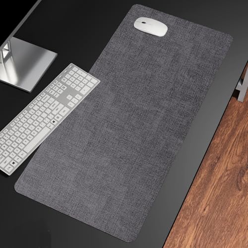 Sous-main en cuir gris foncé 80x30cm pour ordinateur et souris