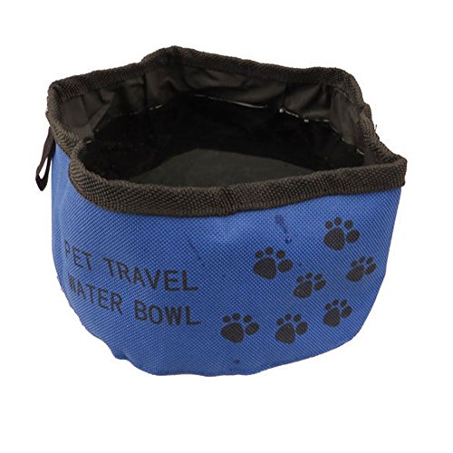 Coribe Lovely Portable Pet Dog Cat Bowl Water Food Fold Up Travel Waterproof Drinking Feeder Blue New