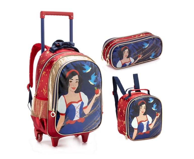 Kit Mochilete Lancheira e Estojo Branca de Neve Denlex -1460
