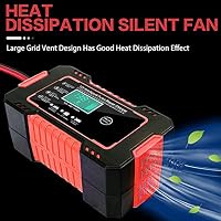 6A Autobatterie Ladegerät, 12V KFZ Batterieladegerät Vollautomatisches Intelligentes Erhaltungsladegerät mit LCD-Bildschirm Mehrfachschutz für Auto, Motorrad, Rasenmäher oder Boot – Ansicht 5