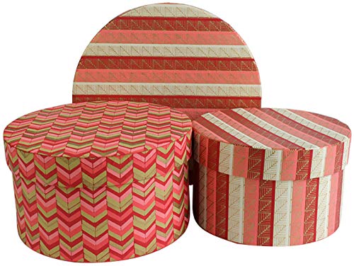 Boîte-cadeau fait main de luxe en papier de coton rigide rouge et or rose, coffret de présentation rond