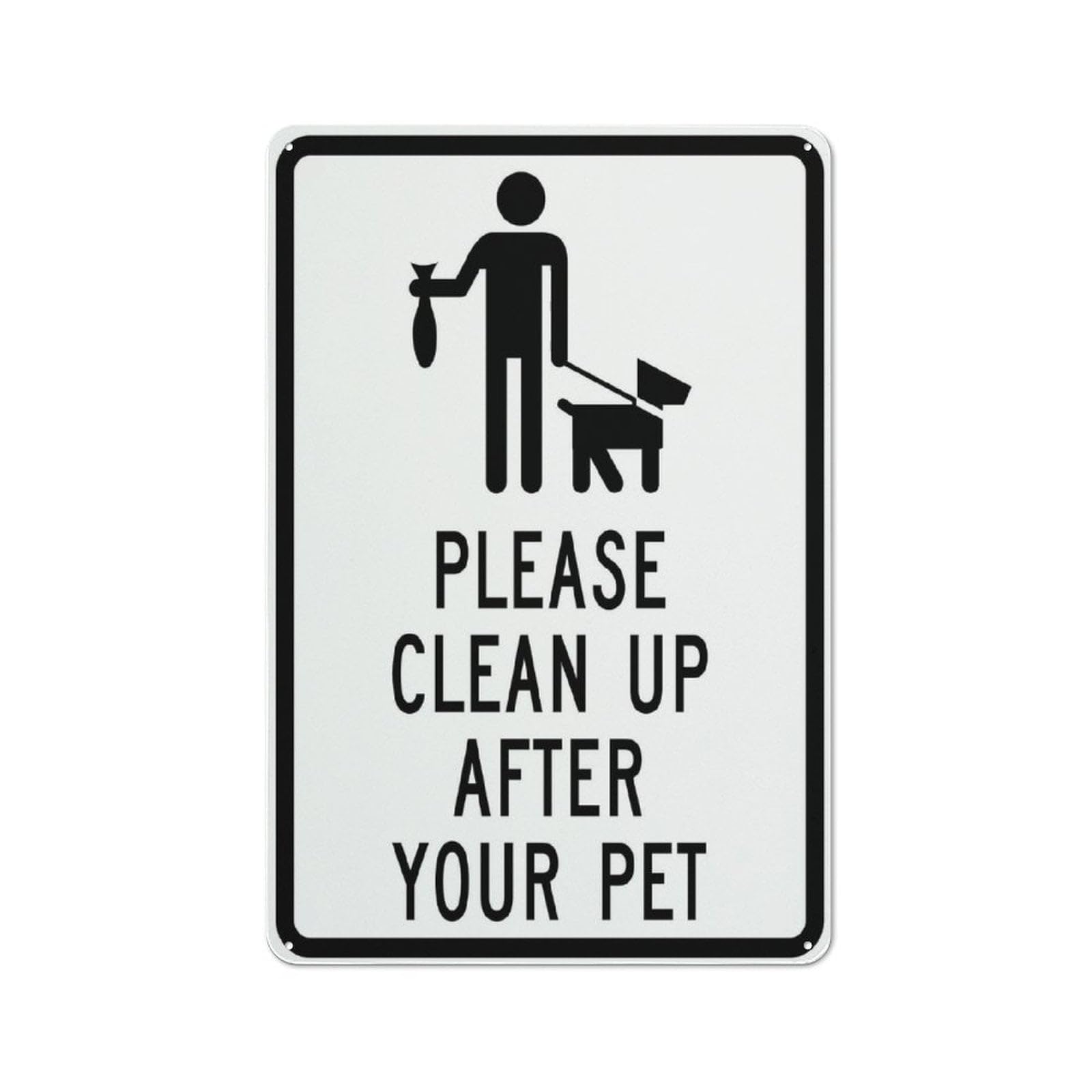 Please Clean Up After Your Pet Sign, 8x12 Inch UV-Printed Aluminum Outdoor Sign, Weatherproof Security Sign for Home or Business