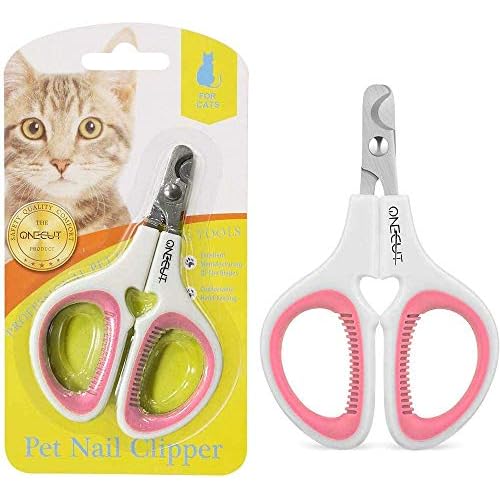 OneCut Pet Nail Clippers, Update Version Cat & Kitten Claw Nail Clippers for Trimming, Professional Pet Nail Clippers Best for a Cat, Puppy,Rabbit, Kitten & Small Dog,Sharp & Safe (Pink)