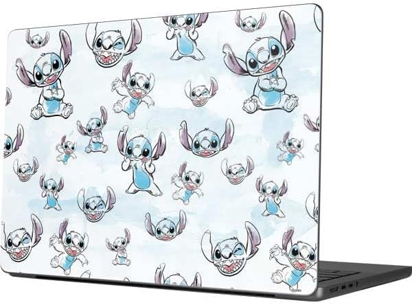 Skinit Decal Laptop Skin Compatible with MacBook Pro 14in (2021-24) - Officially Licensed Disney Lilo and Stitch Face Expression Pattern Design