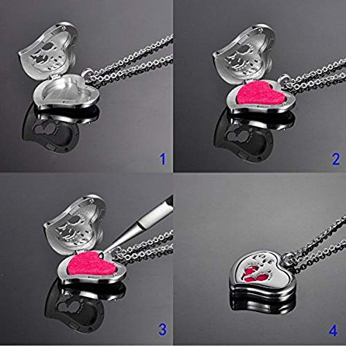 Hooami Aromatherapy Essential Oil Diffuser Necklace - Two Giraffe Couple Stainless Steel Locket Pendant With 11 Color Pads #TOP4