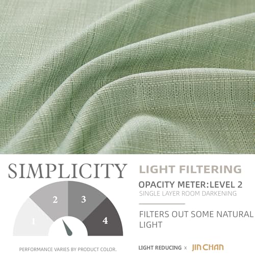 jinchan Linen Textured Curtains 63 Inch Length 2 Panels for Living Room Heathered Green Curtains Grommet Top Light Filtering Window Drapes for Bedroom by jinchan - Image 5