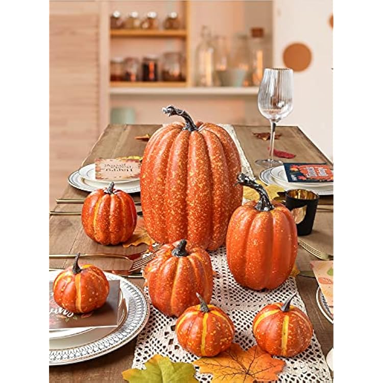 DearHouse 7Pcs Thanksgiving Artificial Pumpkin Home Decoration Sets, Artificial Vegetables Pumpkin for Fall Halloween Home Decor