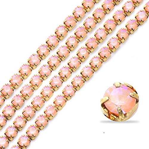 UTHTY Chaîne de Strass de 1 Yard, chaîne de Tasse de Strass de Moka de vêtements de Griffe d'or, pêche légère MI, SS4.5