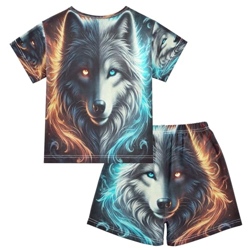Wolf Face Black White Pajama Set Short Sleeve Summer Pajamas Shorts Sets PJ Clothes Set Soft 5Y2