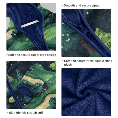 Golf Course Night Pattern Toddler Fleece Jacket Girl Boys Hooded Fleece Jacket Coat Warm Outwear Zip-up 3-10T3